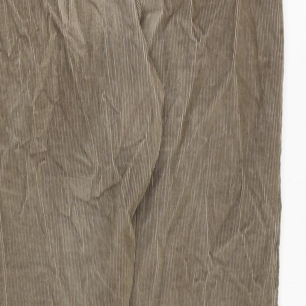 Marks and Spencer Mens Brown Cotton Trousers Size 36 in Regular Zip