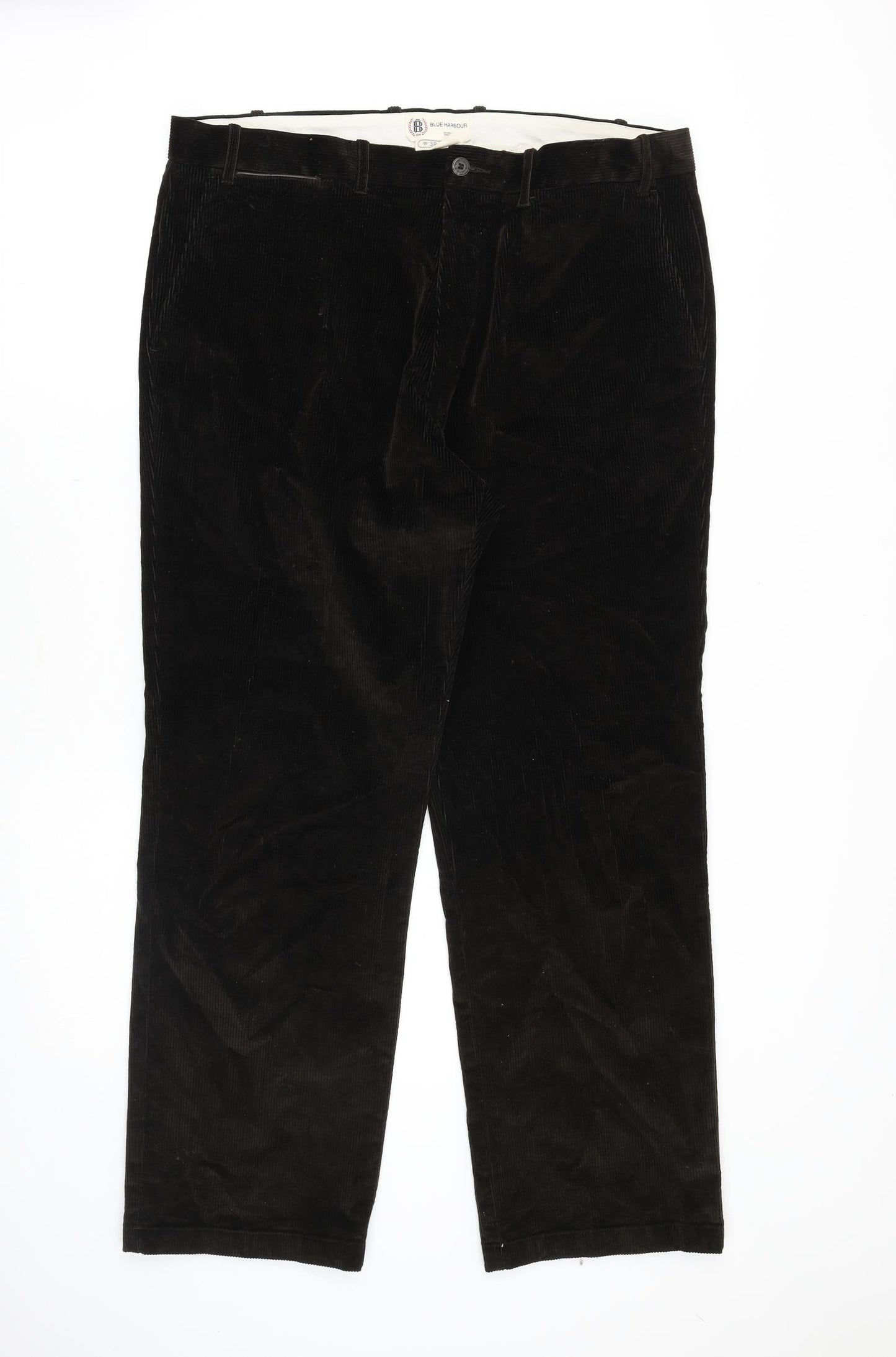 Marks and Spencer Mens Brown Cotton Trousers Size 38 in Regular Zip