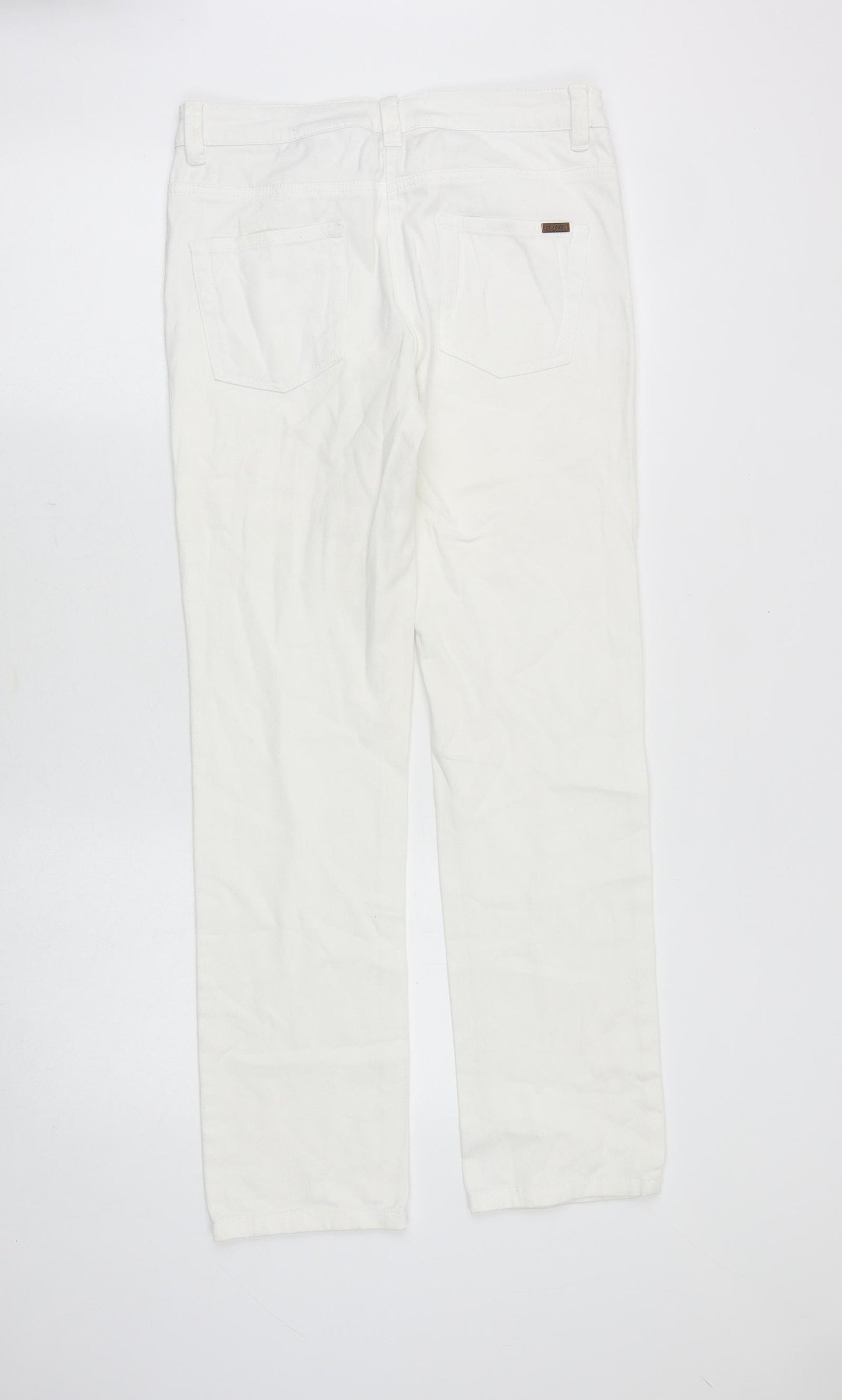 NEXT Womens White Cotton Straight Jeans Size 8 Slim Zip