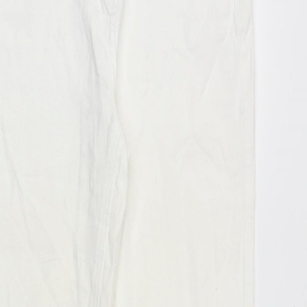 NEXT Womens White Cotton Straight Jeans Size 8 Slim Zip