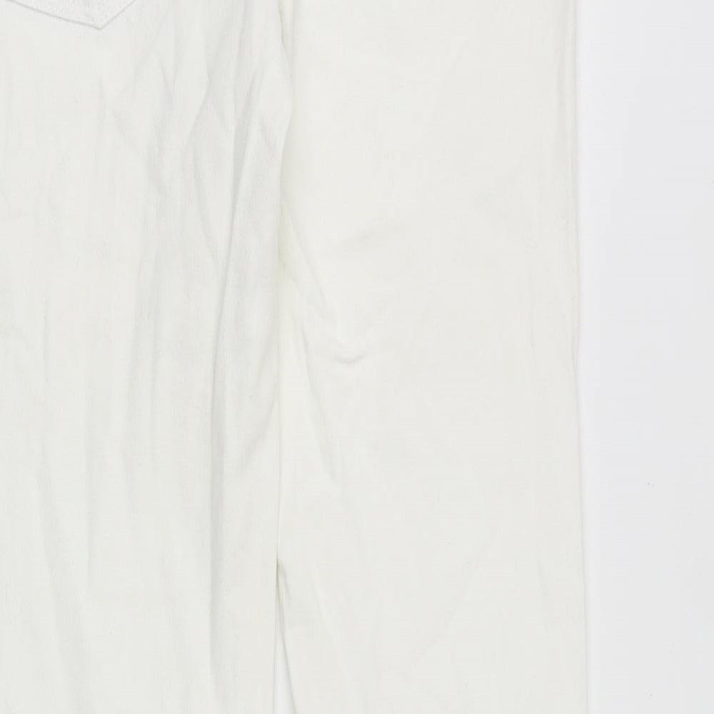 NEXT Womens White Cotton Straight Jeans Size 8 Slim Zip