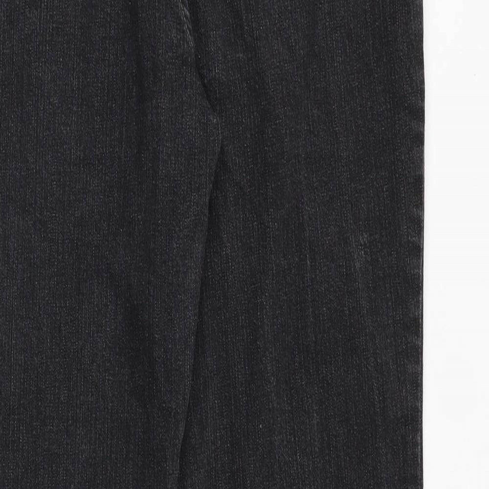 Marks and Spencer Womens Black Cotton Straight Jeans Size 14 Regular Zip