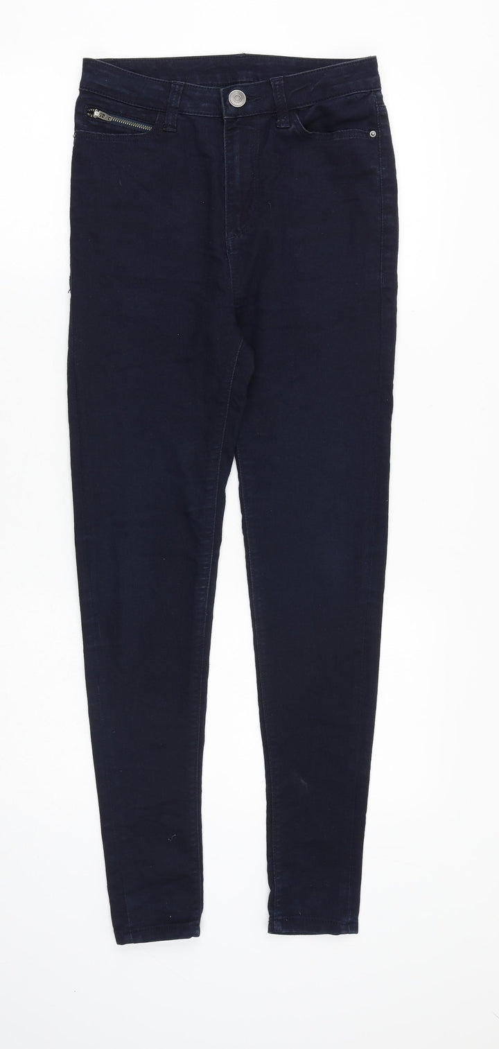 Marks and Spencer Womens Blue Cotton Skinny Jeans Size 8 Slim Zip
