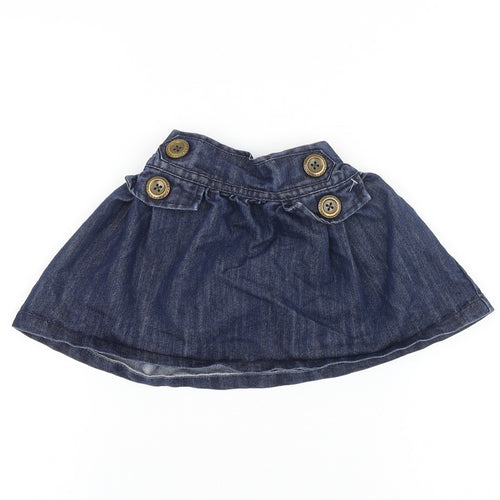 NEXT Girls Blue Cotton Skater Skirt Size 3-4 Years Regular Button