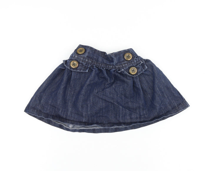 NEXT Girls Blue Cotton Skater Skirt Size 3-4 Years Regular Button
