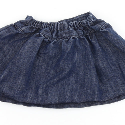 NEXT Girls Blue Cotton Skater Skirt Size 3-4 Years Regular Button