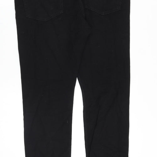 & Denim Mens Black Cotton Straight Jeans Size 36 in Regular Zip