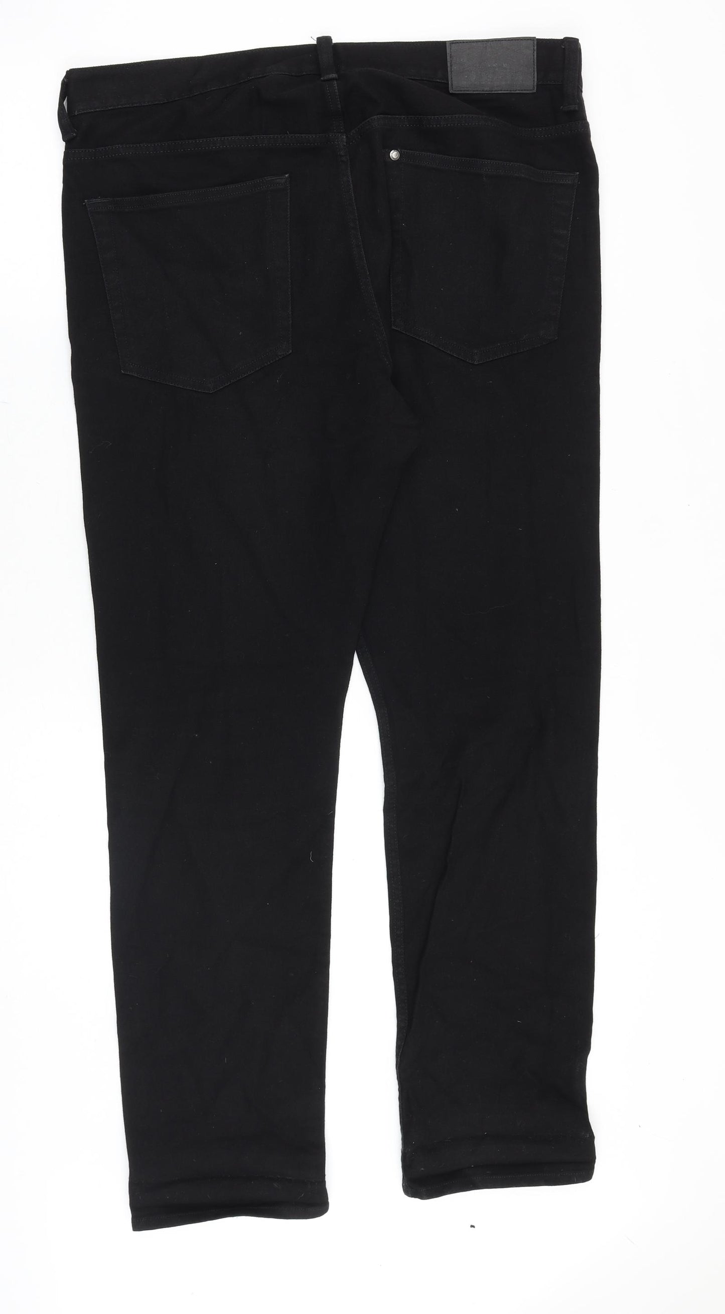 & Denim Mens Black Cotton Straight Jeans Size 36 in Regular Zip