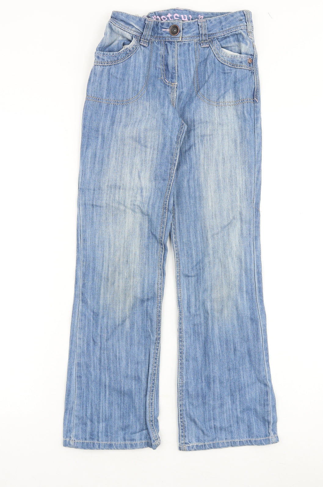NEXT Girls Blue Cotton Bootcut Jeans Size 10 Years Regular Zip