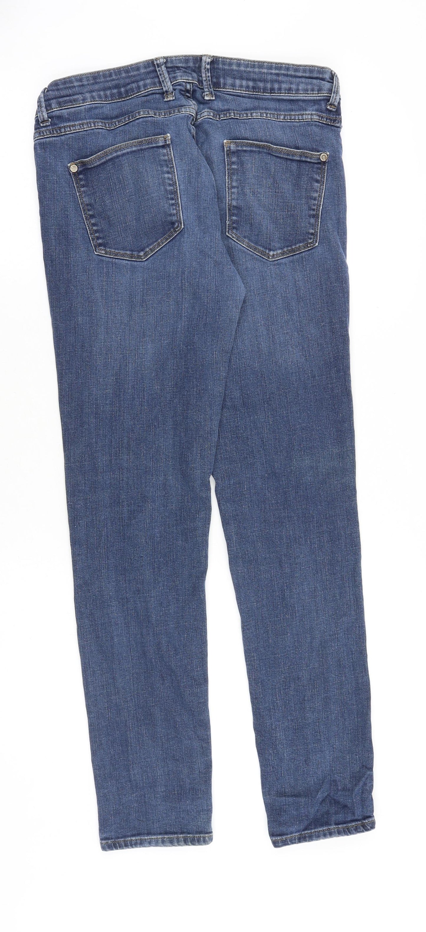 Marks and Spencer Womens Blue Cotton Straight Jeans Size 12 Regular Zip