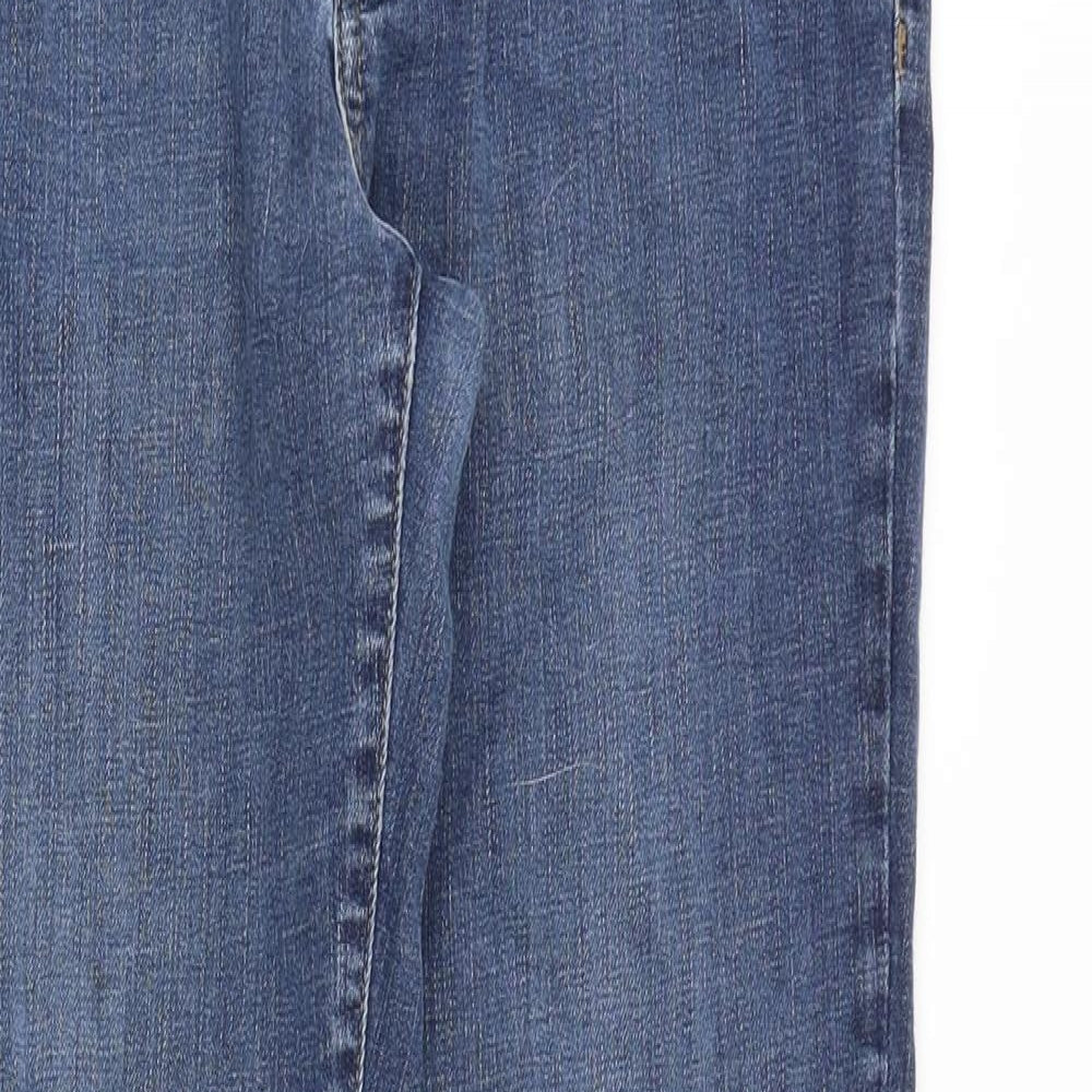 Marks and Spencer Womens Blue Cotton Straight Jeans Size 12 Regular Zip