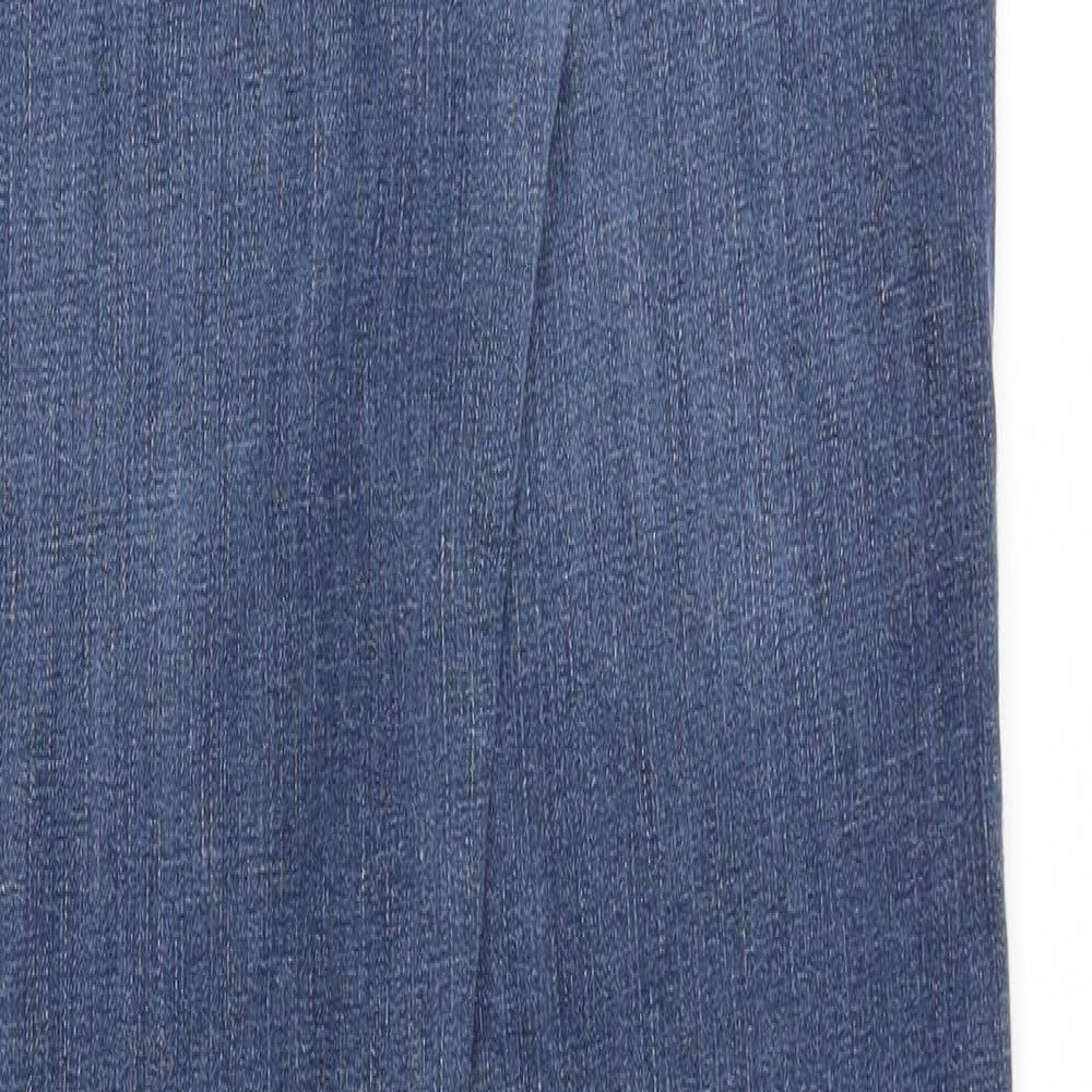Marks and Spencer Womens Blue Cotton Straight Jeans Size 12 Regular Zip