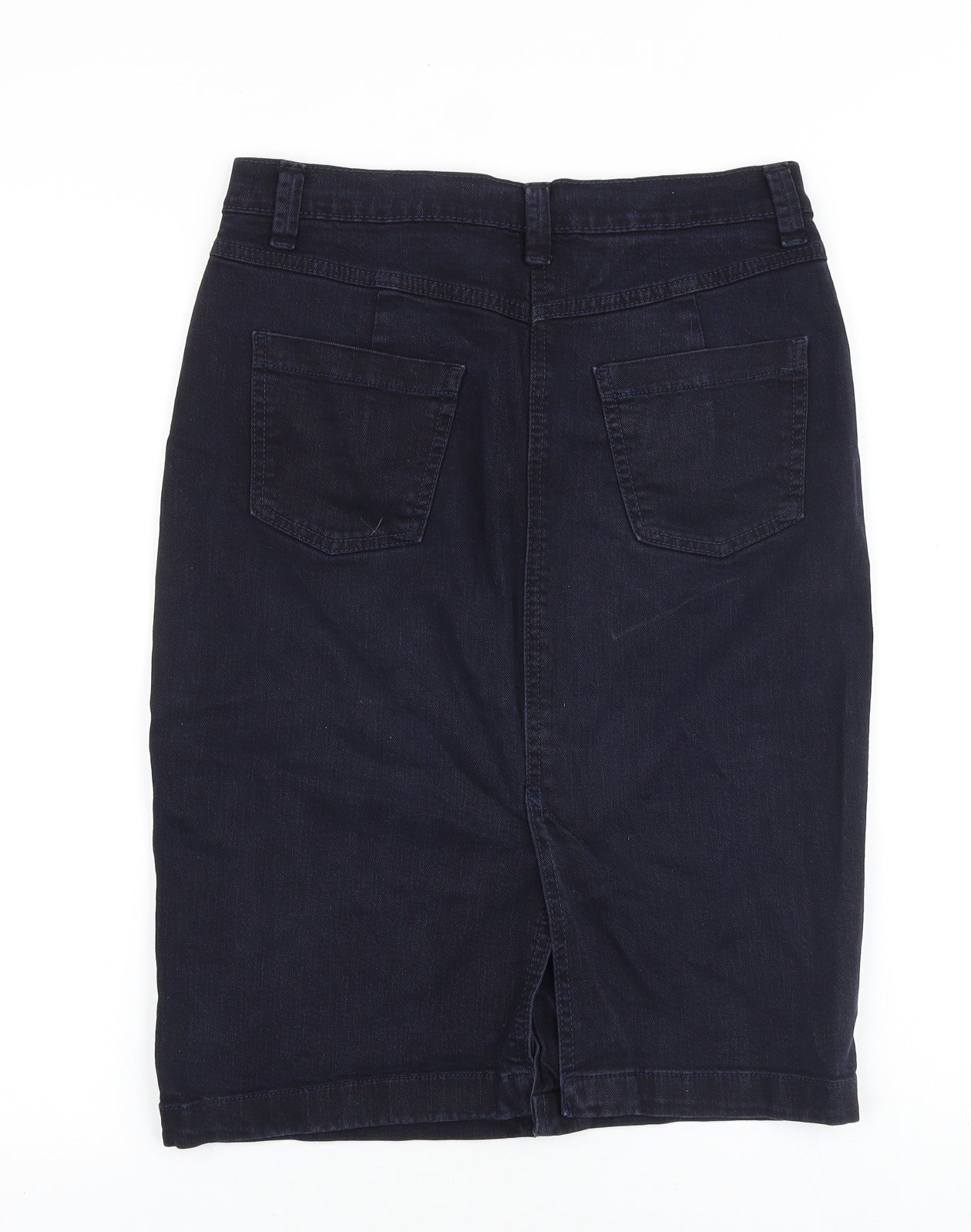 Marks and Spencer Womens Blue Cotton Straight & Pencil Skirt Size 10 Zip