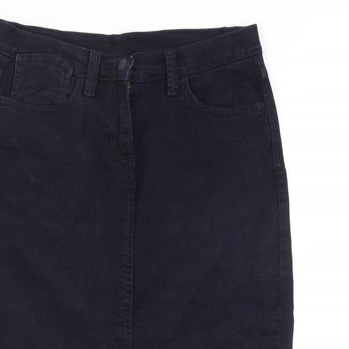Marks and Spencer Womens Blue Cotton Straight & Pencil Skirt Size 10 Zip