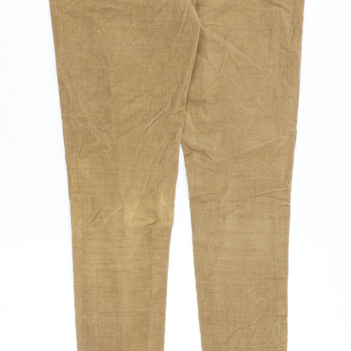 YES YES Womens Brown Cotton Trousers Size 28 in Slim Zip