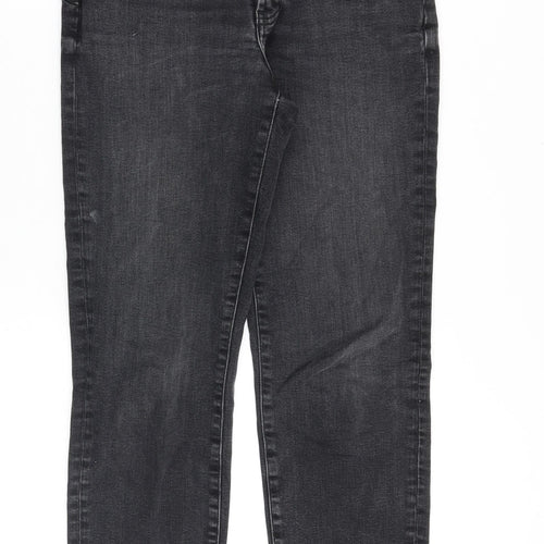 River Island Womens Black Cotton Straight Jeans Size 6 Regular Zip