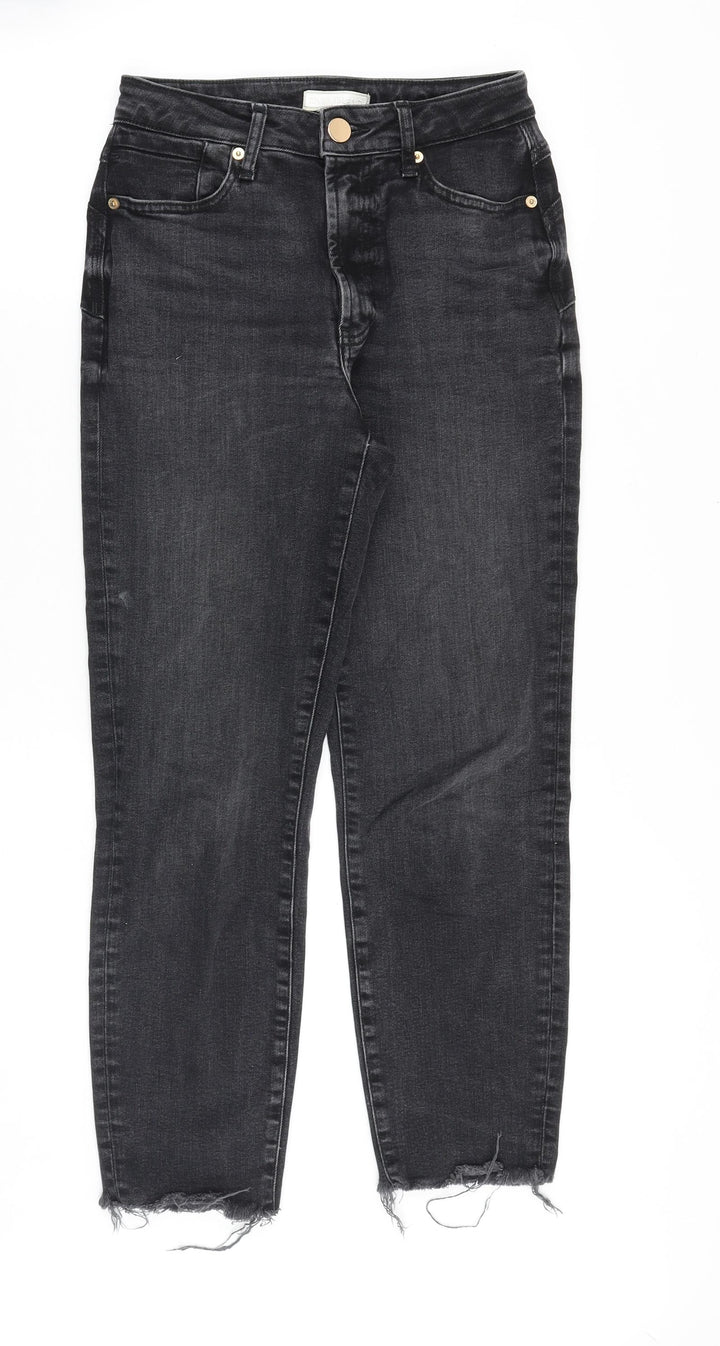 River Island Womens Black Cotton Straight Jeans Size 6 Regular Zip