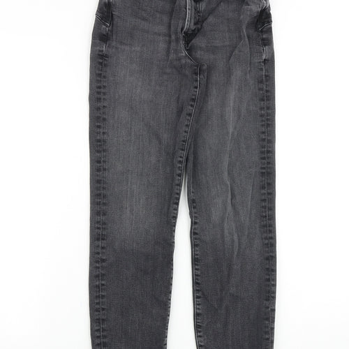 River Island Womens Black Cotton Straight Jeans Size 6 Slim Zip