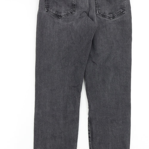River Island Womens Black Cotton Straight Jeans Size 6 Slim Zip