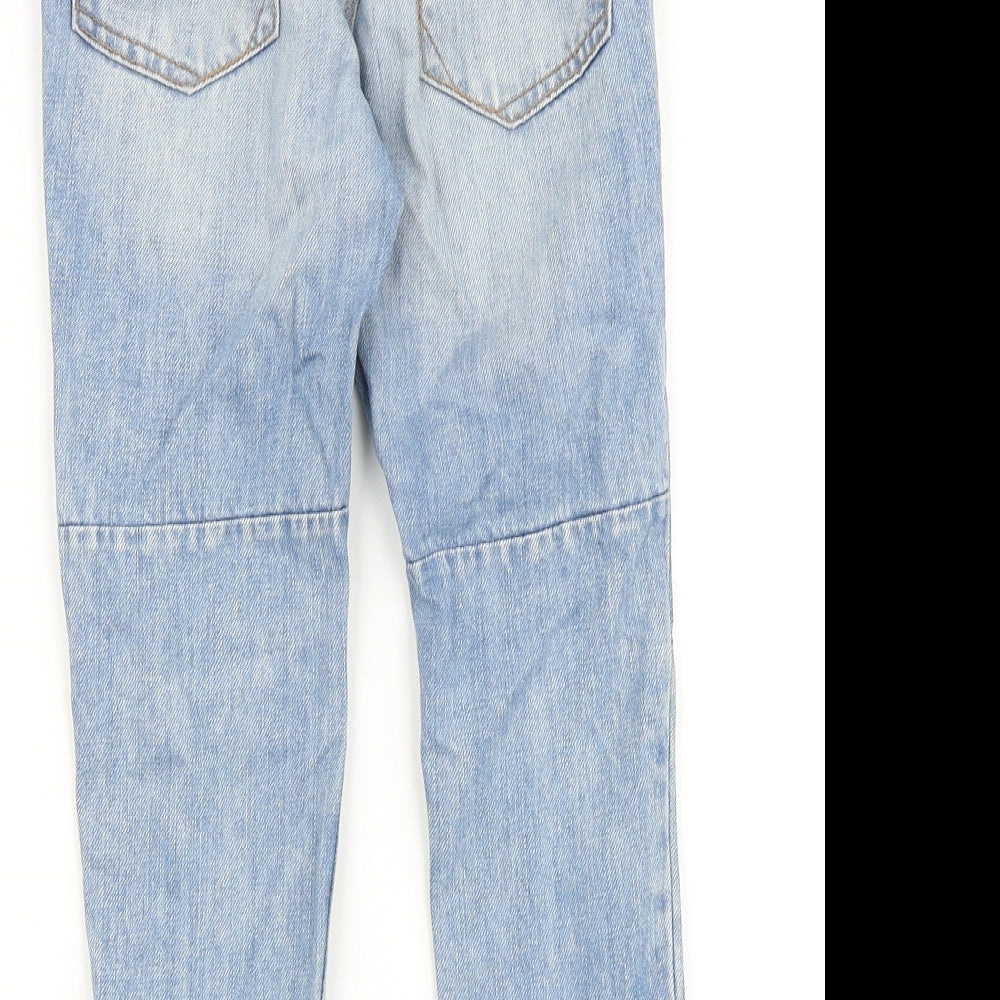 George Boys Blue Cotton Tapered Jeans Size 2-3 Years Regular Drawstring - Embroidered Appliqués