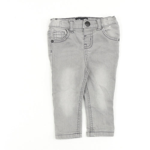 Denim & Co. Baby Grey Cotton Jogger Jeans Size 6-9 Months L50 cm Snap