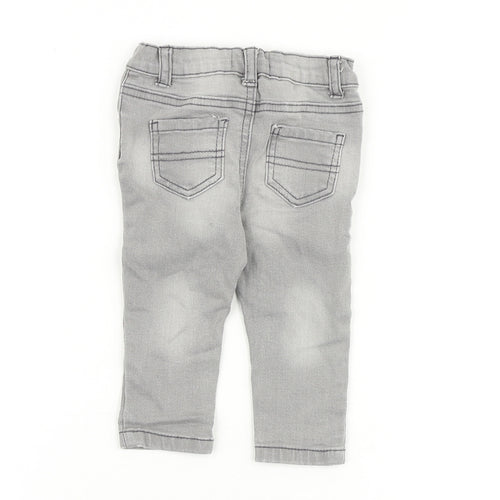 Denim & Co. Baby Grey Cotton Jogger Jeans Size 6-9 Months L50 cm Snap