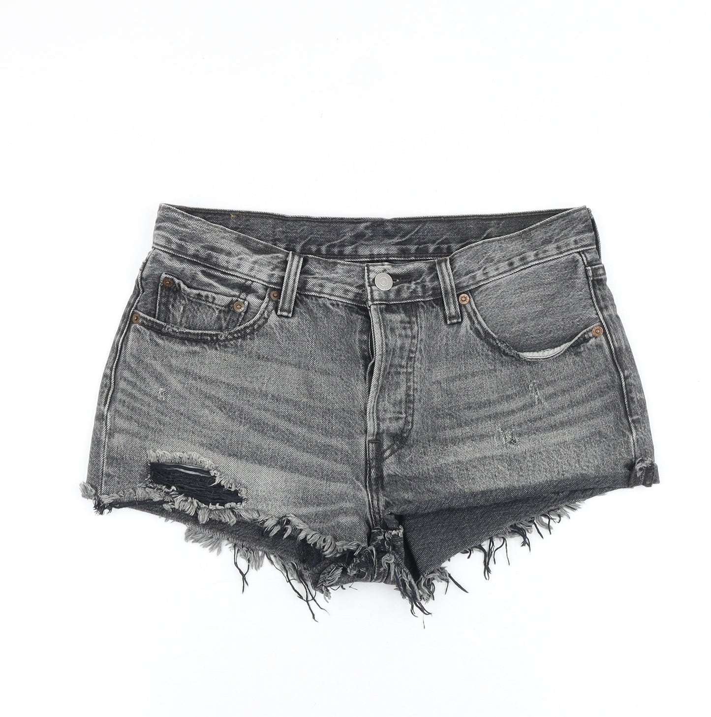 Signature by Levi Strauss & Co. Womens Grey Cotton Cut-Off Shorts Size 32 in Regular Zip