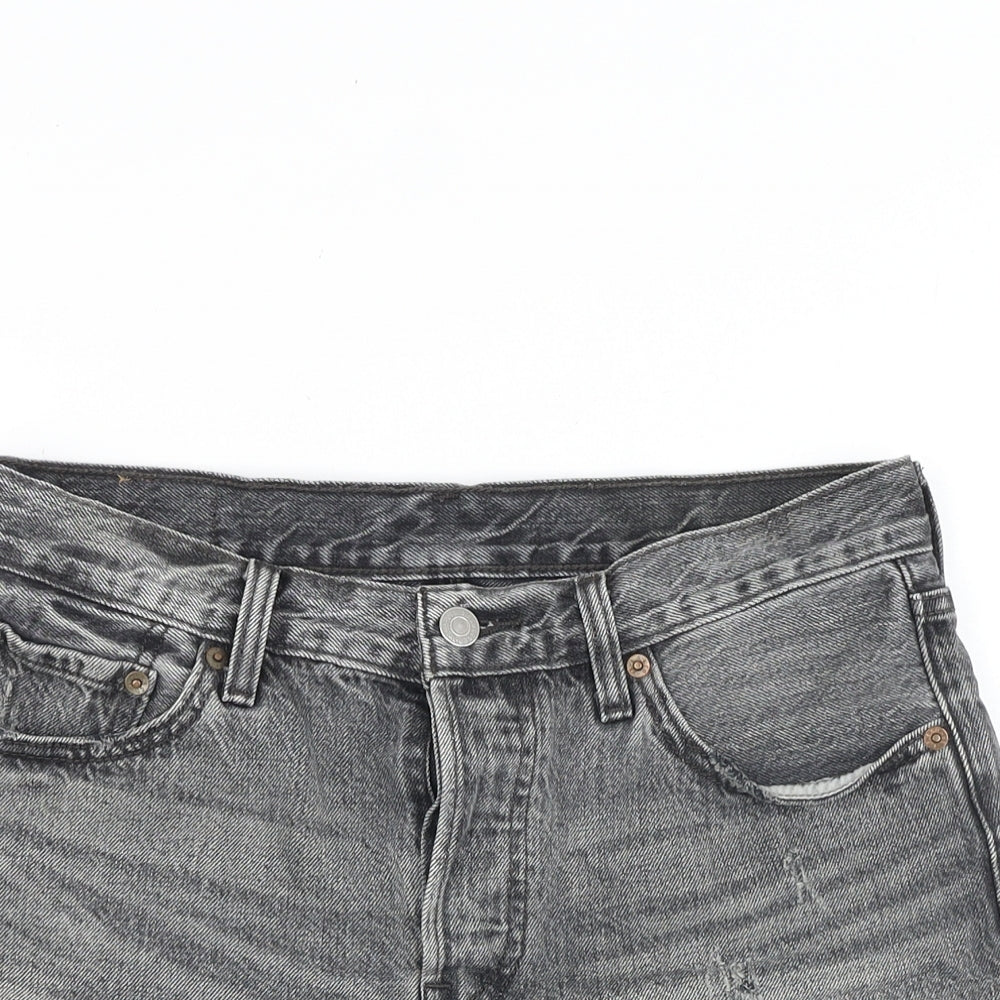 Signature by Levi Strauss & Co. Womens Grey Cotton Cut-Off Shorts Size 32 in Regular Zip