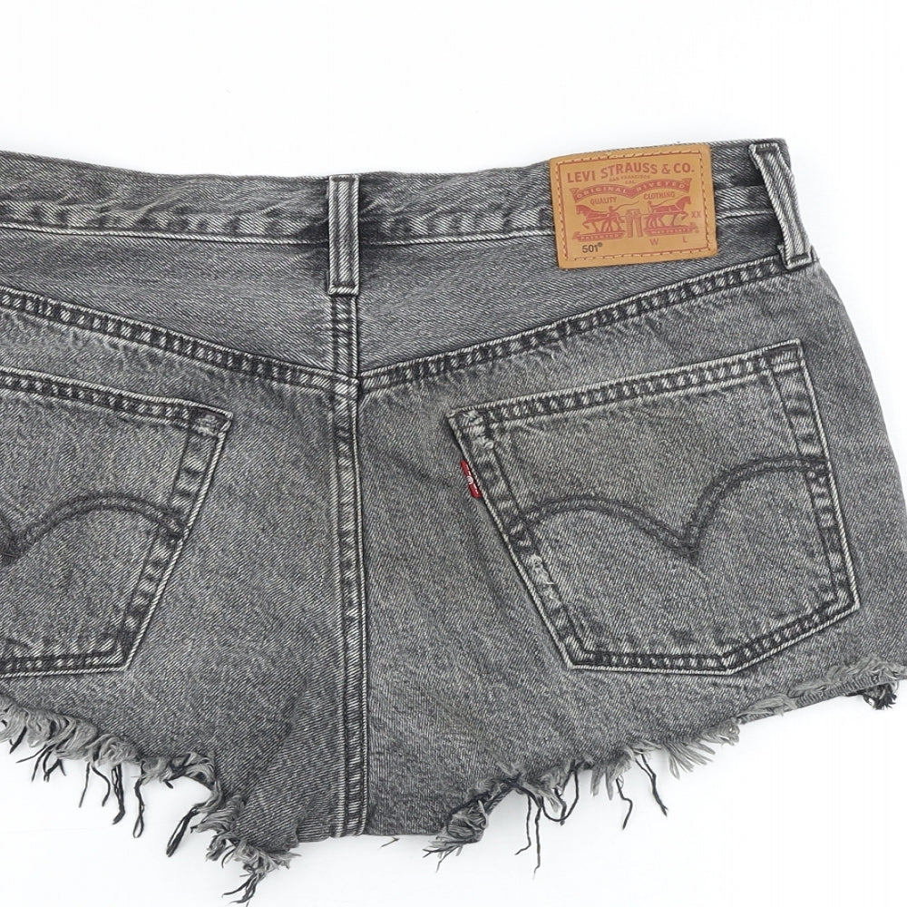 Signature by Levi Strauss & Co. Womens Grey Cotton Cut-Off Shorts Size 32 in Regular Zip