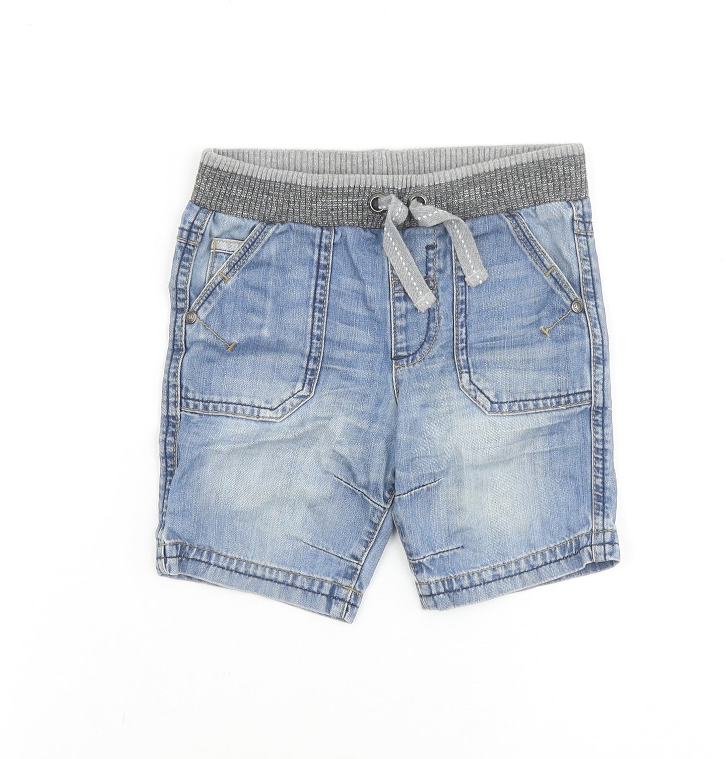 George Boys Blue Cotton Bermuda Shorts Size 3-4 Years Regular Drawstring