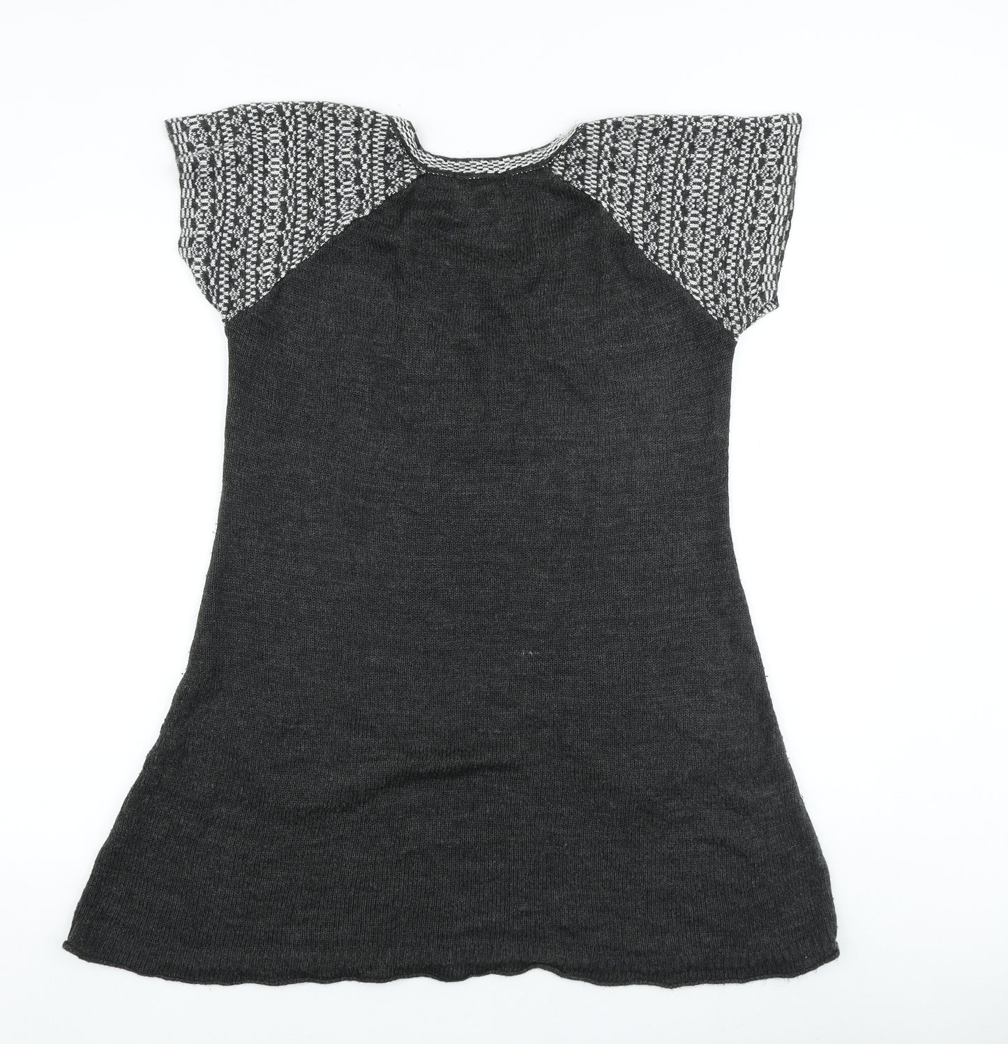 Fashion Friends Womens Grey Geometric Acrylic T-Shirt Dress Size XL Round Neck Pullover