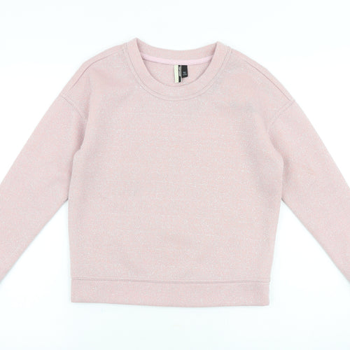 Topshop Womens Pink Polyester Pullover Sweatshirt Size 4 Pullover