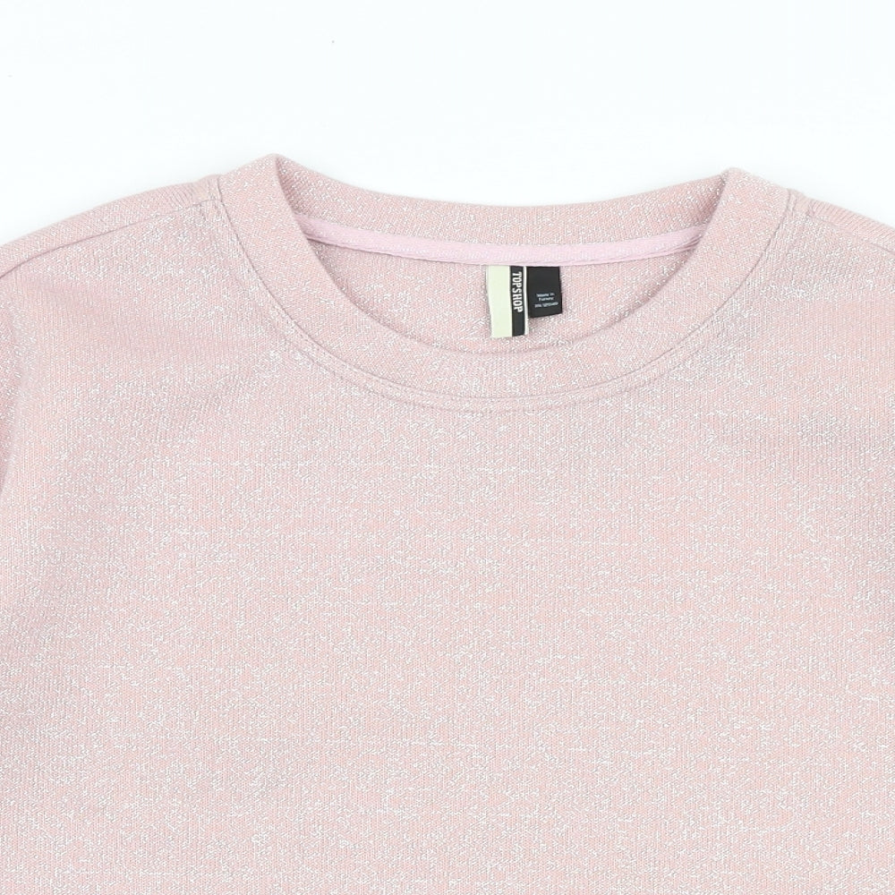 Topshop Womens Pink Polyester Pullover Sweatshirt Size 4 Pullover