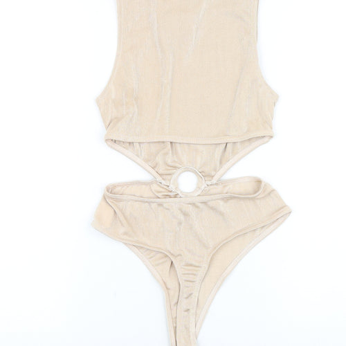 In the Style Womens Beige Viscose Bodysuit One-Piece Size 10 Hook & Eye