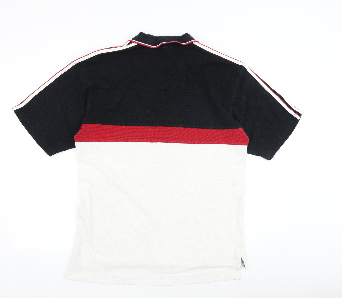 adidas Mens Black Colourblock 100% Cotton Polo Size L Collared Pullover