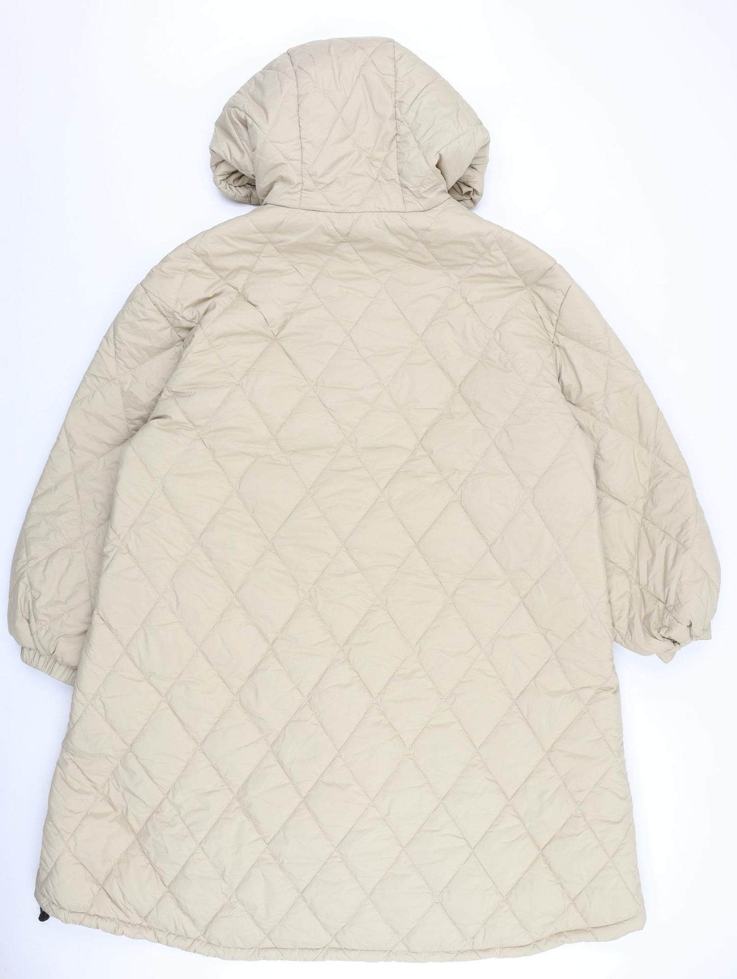 Zara Womens Beige Quilted Coat Size XL Zip