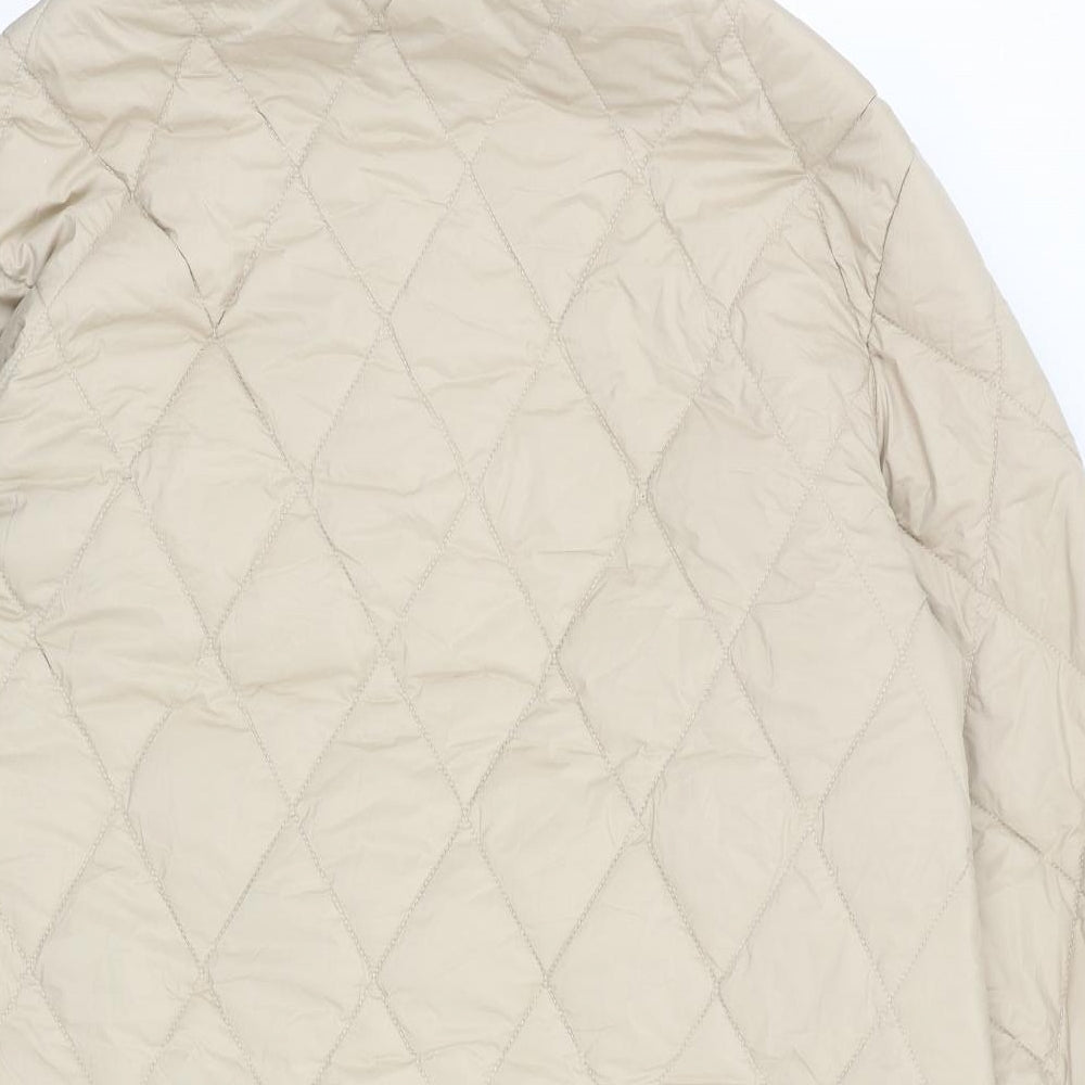 Zara Womens Beige Quilted Coat Size XL Zip