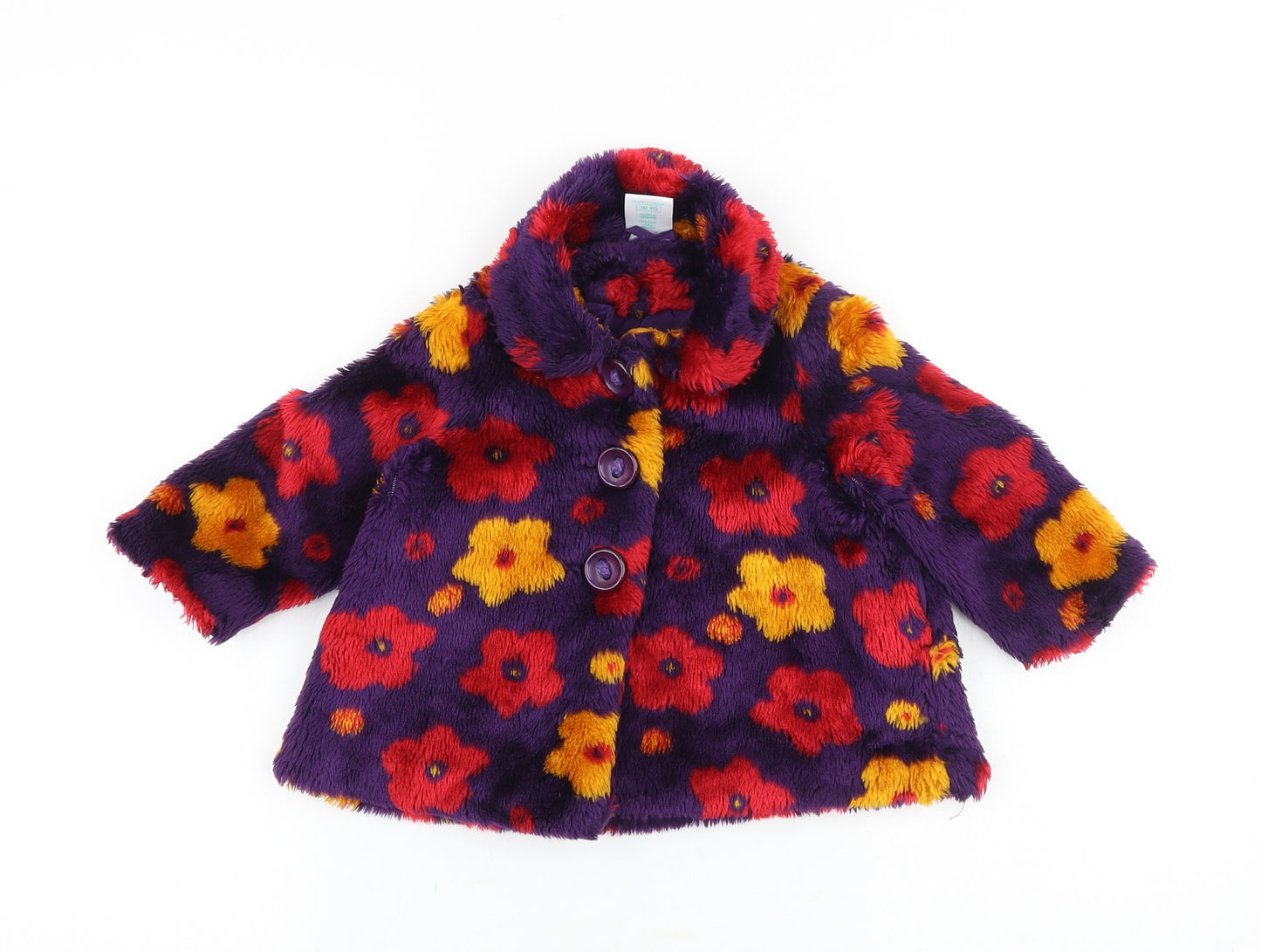 Mackays Baby Purple Floral Basic Jacket Jacket Size 9-12 Months Button