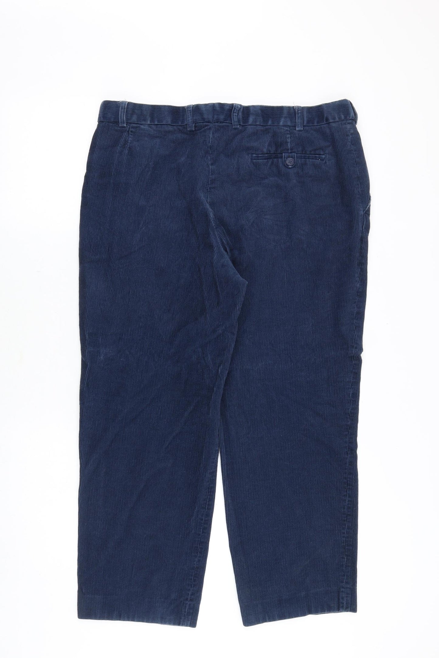 Marks and Spencer Mens Blue Cotton Trousers Size 38 in Regular Zip