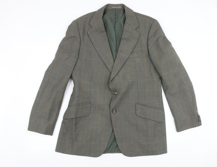 Grendale Mens Brown Plaid Polyester Jacket Suit Jacket Size 38 Regular