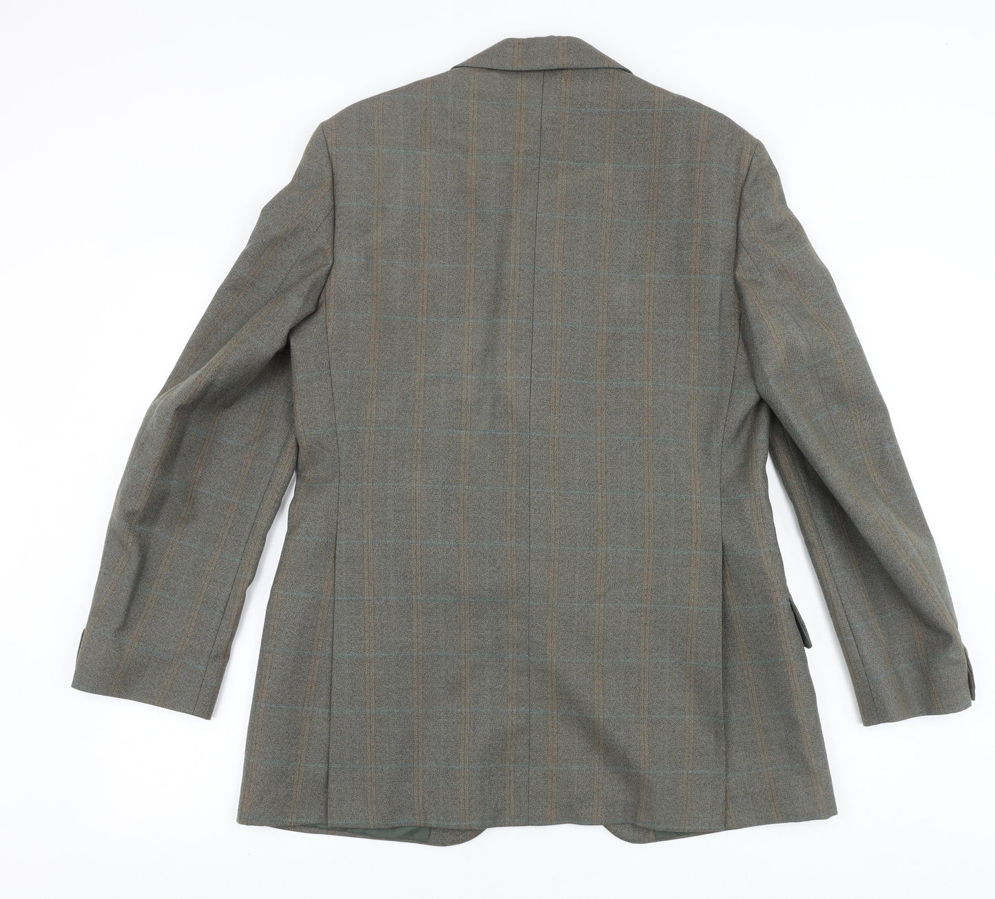 Grendale Mens Brown Plaid Polyester Jacket Suit Jacket Size 38 Regular