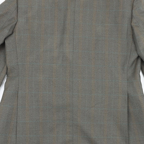 Grendale Mens Brown Plaid Polyester Jacket Suit Jacket Size 38 Regular