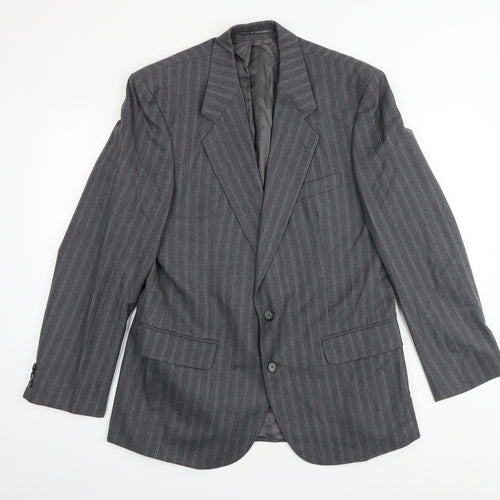 The Label Mens Grey Striped Cotton Jacket Suit Jacket Size 40 Regular