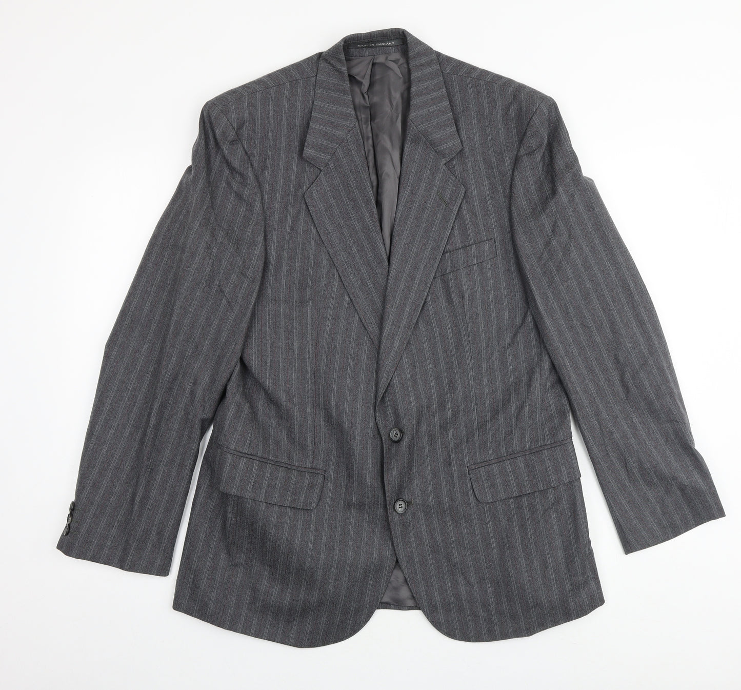 The Label Mens Grey Striped Cotton Jacket Suit Jacket Size 40 Regular