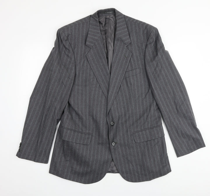 The Label Mens Grey Striped Cotton Jacket Suit Jacket Size 40 Regular