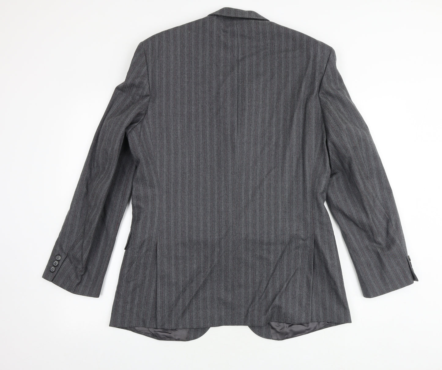 The Label Mens Grey Striped Cotton Jacket Suit Jacket Size 40 Regular