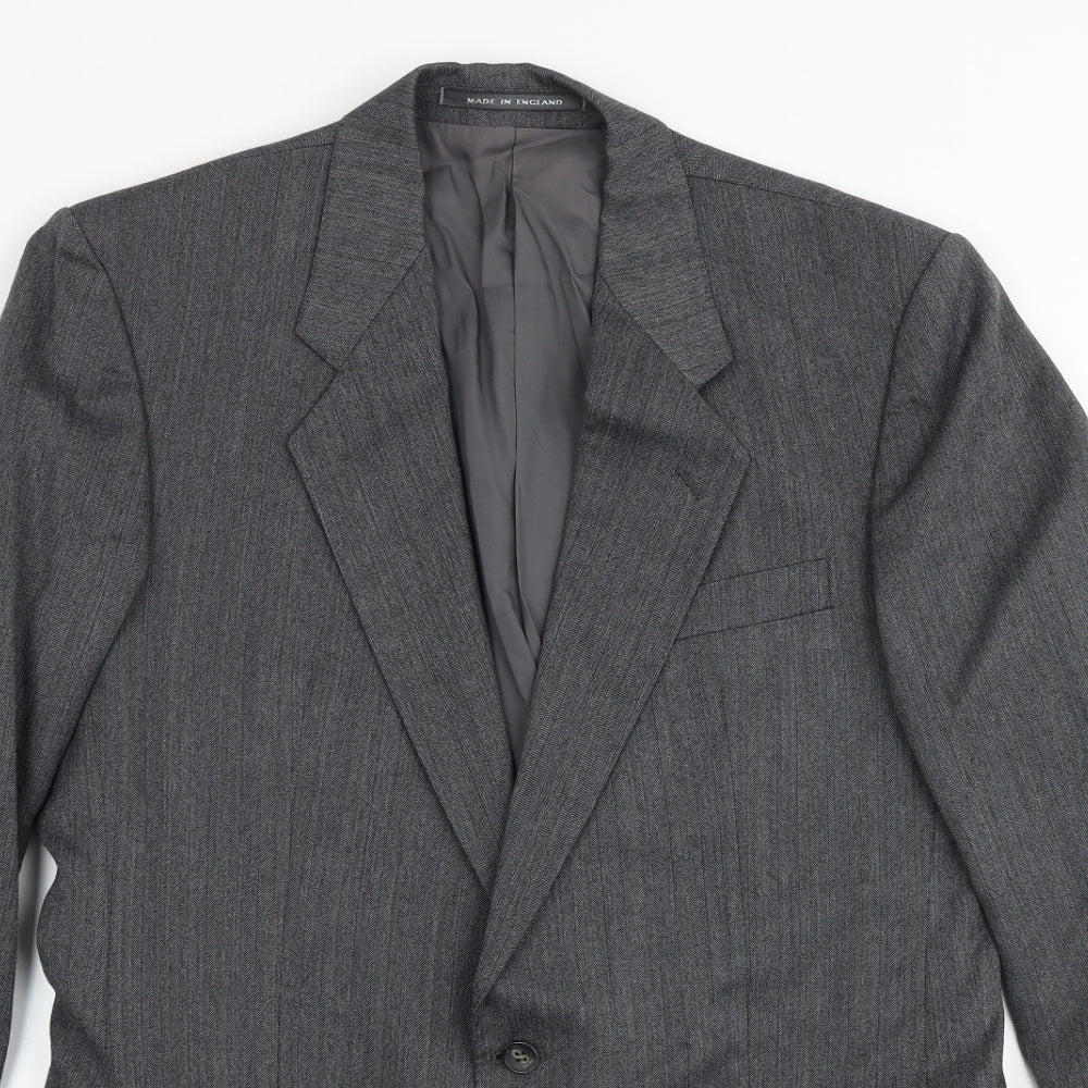 The Label Mens Grey Cotton Jacket Suit Jacket Size 40 Big & Tall