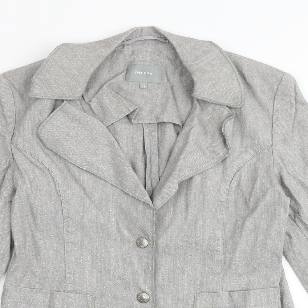 Marks and Spencer Womens Grey Jacket Blazer Size 12 Button
