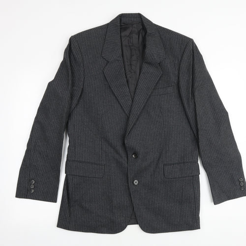 Anthony Loretto Mens Grey Striped Wool Jacket Suit Jacket Size 40 Regular
