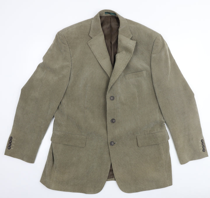 Greenwoods Mens Green Nylon Jacket Blazer Size 44 Regular